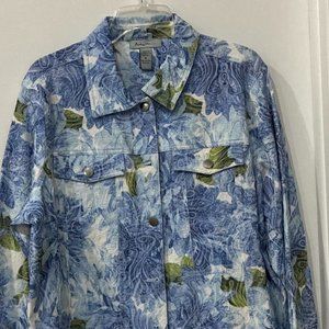 Button Front Jeans Look Jacket 1X